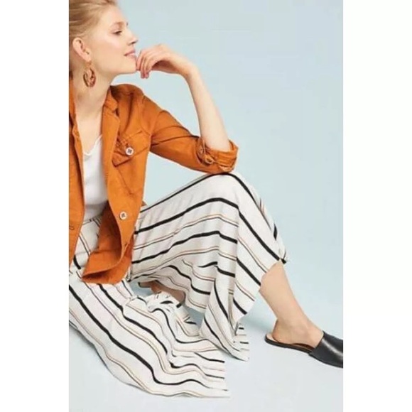 Anthropologie ETT:TWA Manon High Waist Flared Wide Leg Striped Pants - Picture 2 of 7